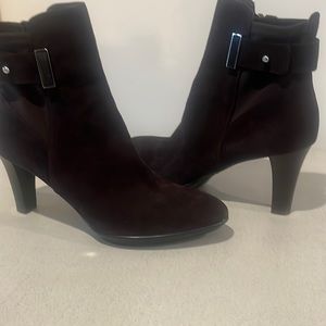 aquatalia waterproof suede heeled boots in brown